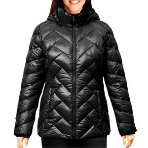 LONDON FOG Women’s Black Ultra Lightweight Packable Down Jacket Small